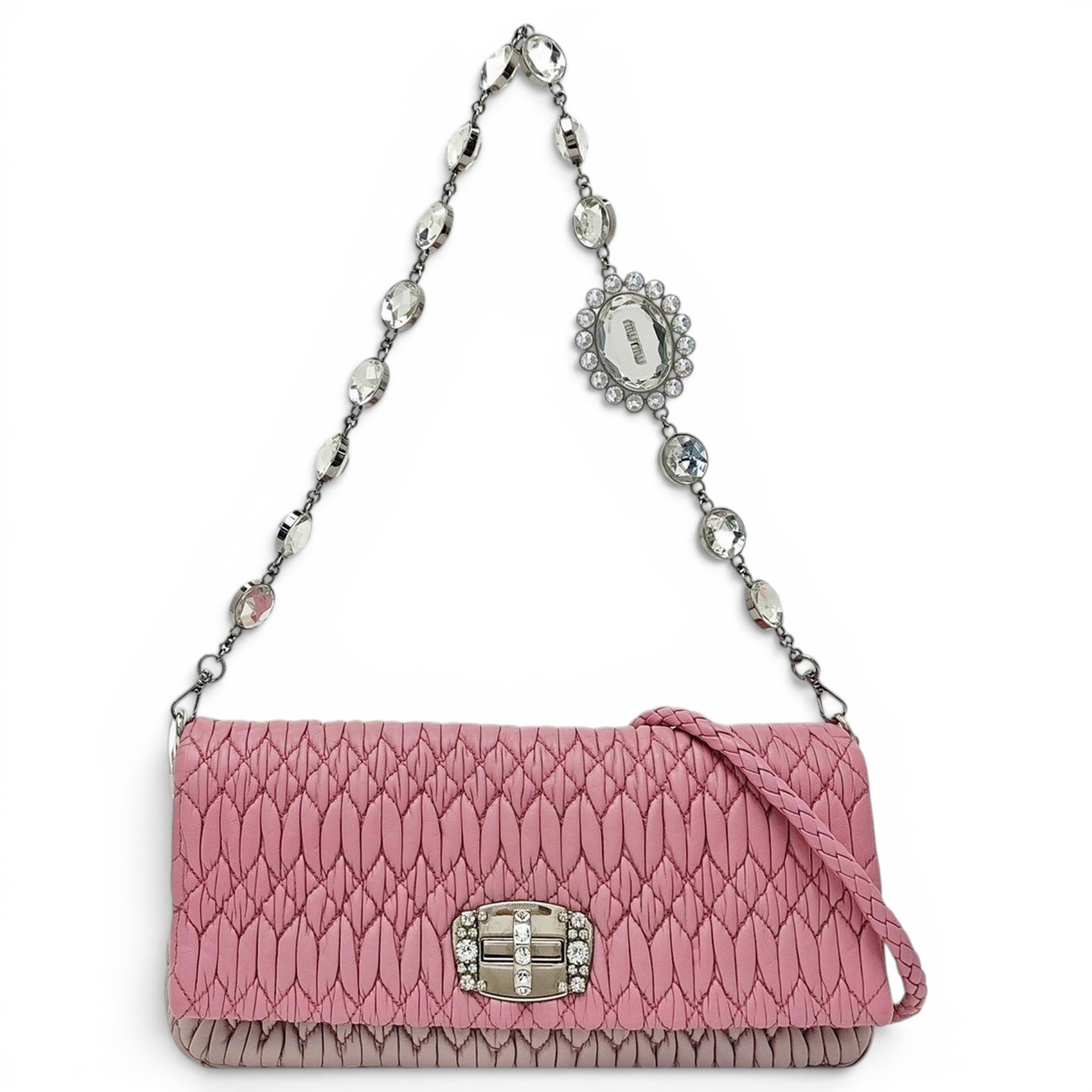 Miu Crystal leather handbag