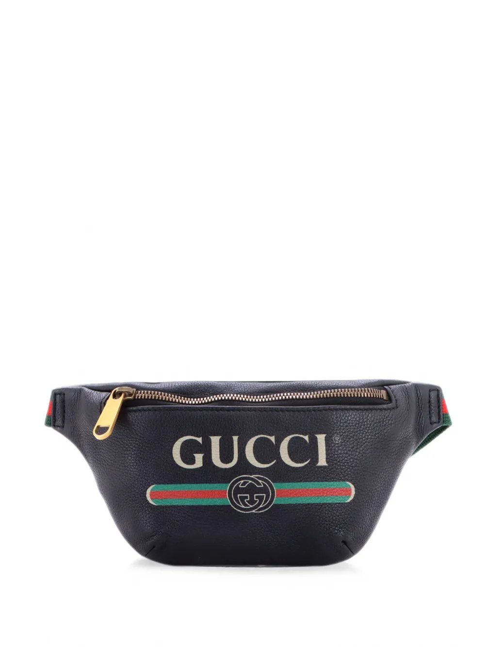 Logo Printed Leather Small belt bag