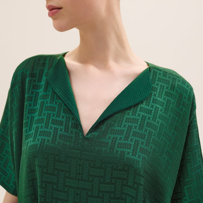 Vert Bouteille "Mosaique" Belted Caftan