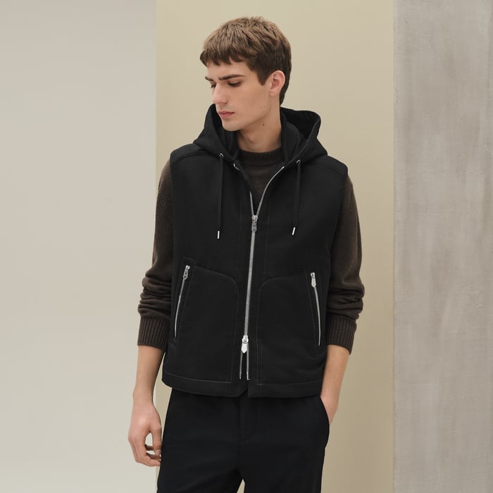 Noir Cashmere Hooded Vest