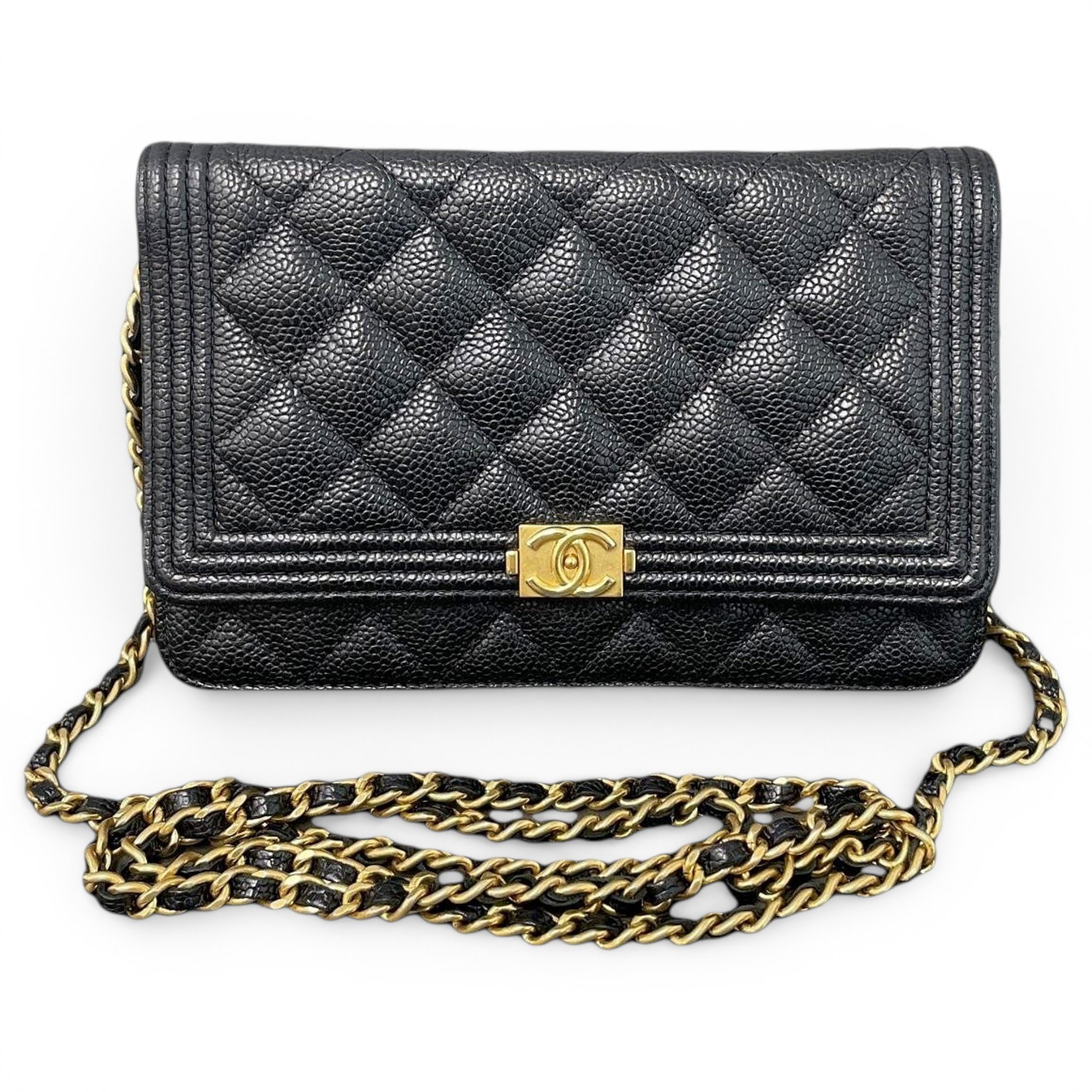 Wallet On Chain Boy Half Flap leather handbag