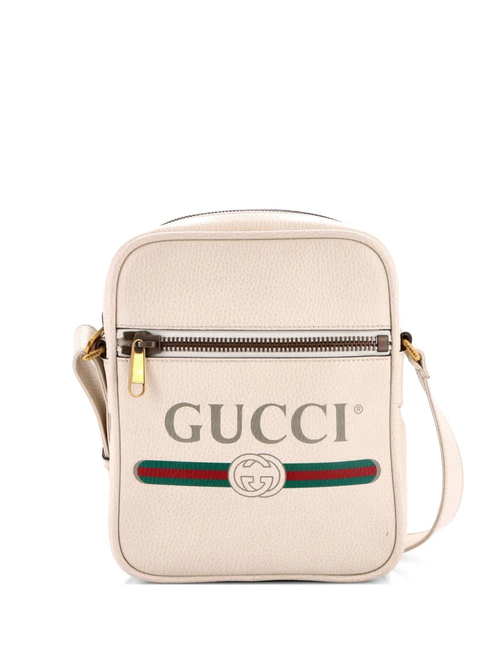 Logo Zip Messenger Bag Printed Leather Small crossbody bag