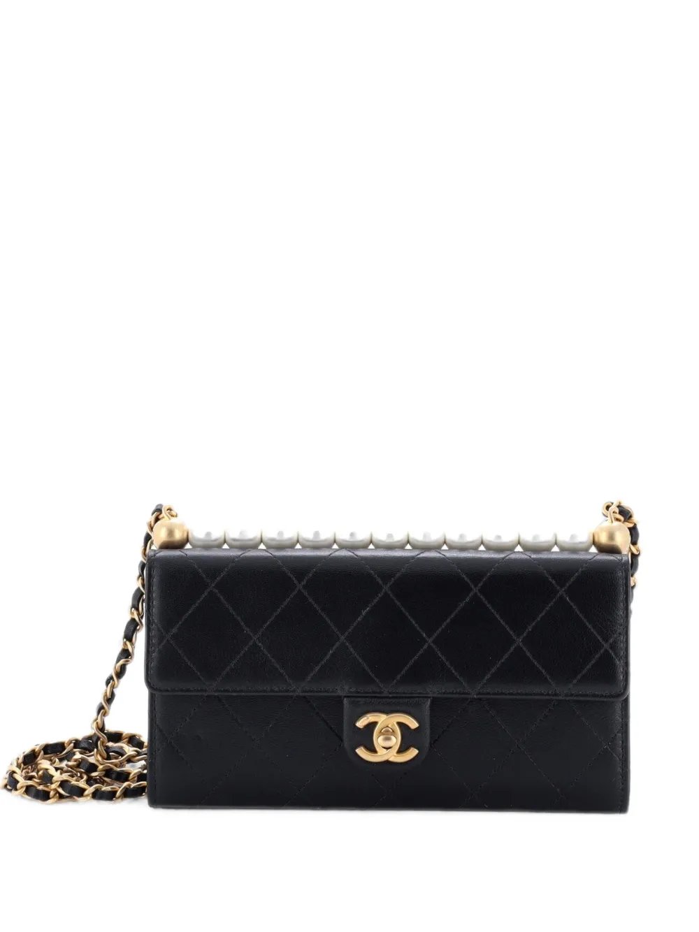Chic Pearls Clutch with Chain Quilted Goatskin crossbody bag