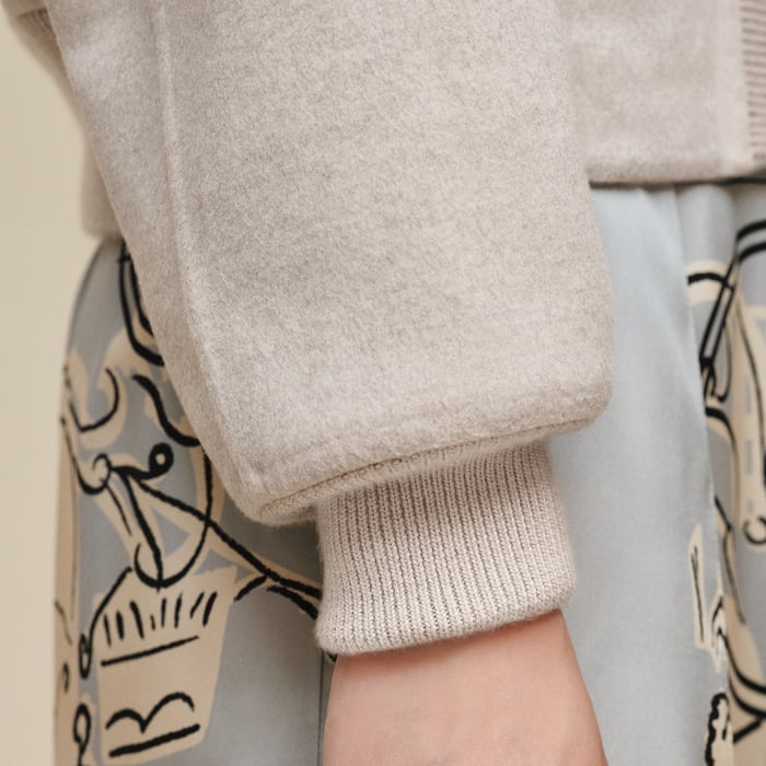 Beige Naturel Mixed Knit Jacket