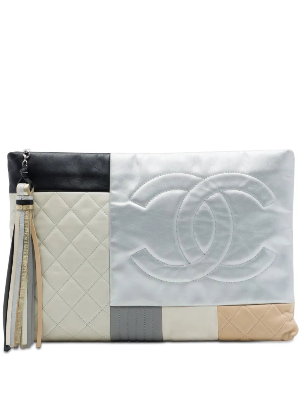 2016-2017 Large Quilted Lambskin Colorblock Patchwork O Case clutch bag