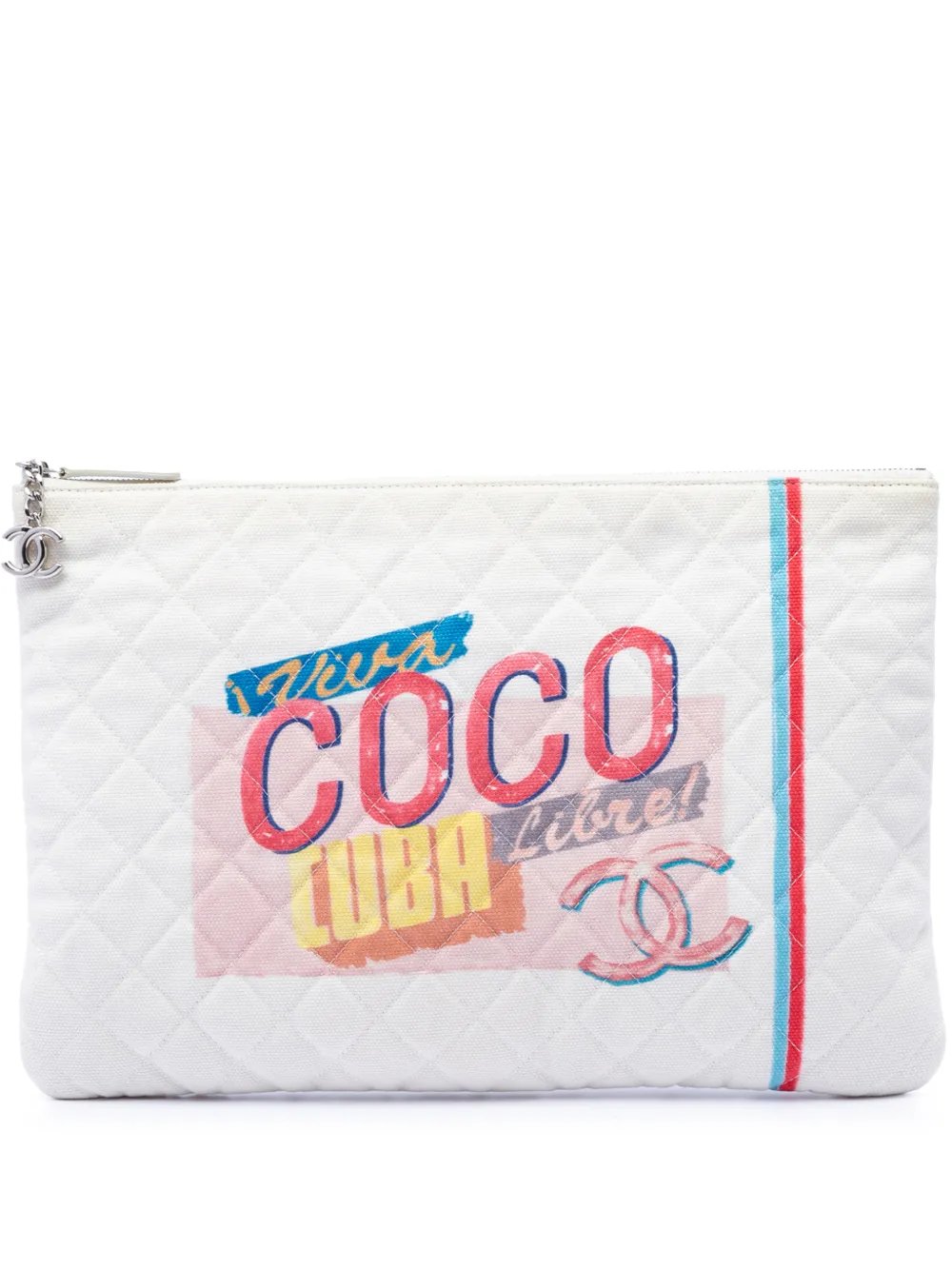 2016-2017 Large Quilted Printed Canvas Coco Cuba Libre O Case clutch bag