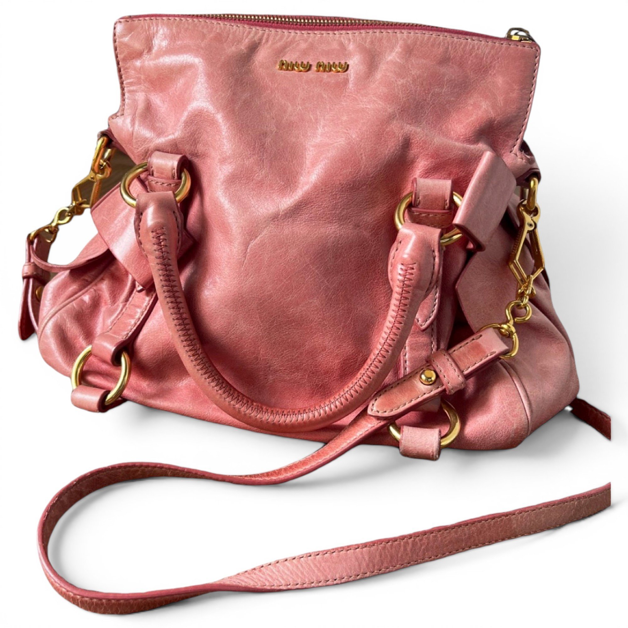 Bow bag leather handbag