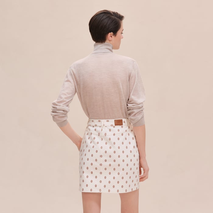 Marron Fauve "Chaine d'Ancre" Denim Miniskirt