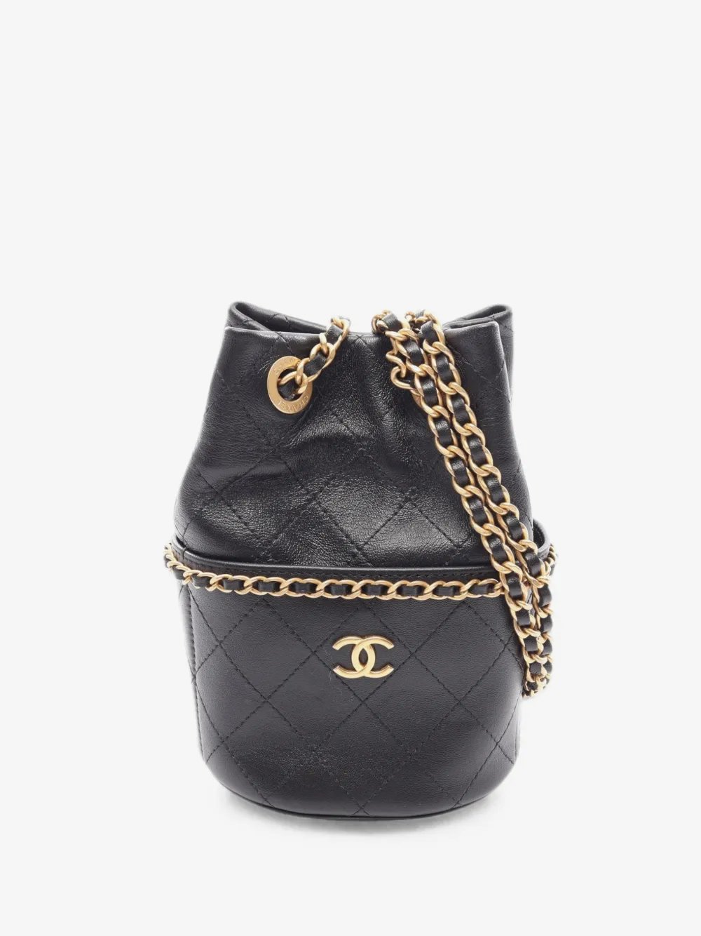 2021-2026 Small CC Quilted Lambskin Drawstring bucket bag