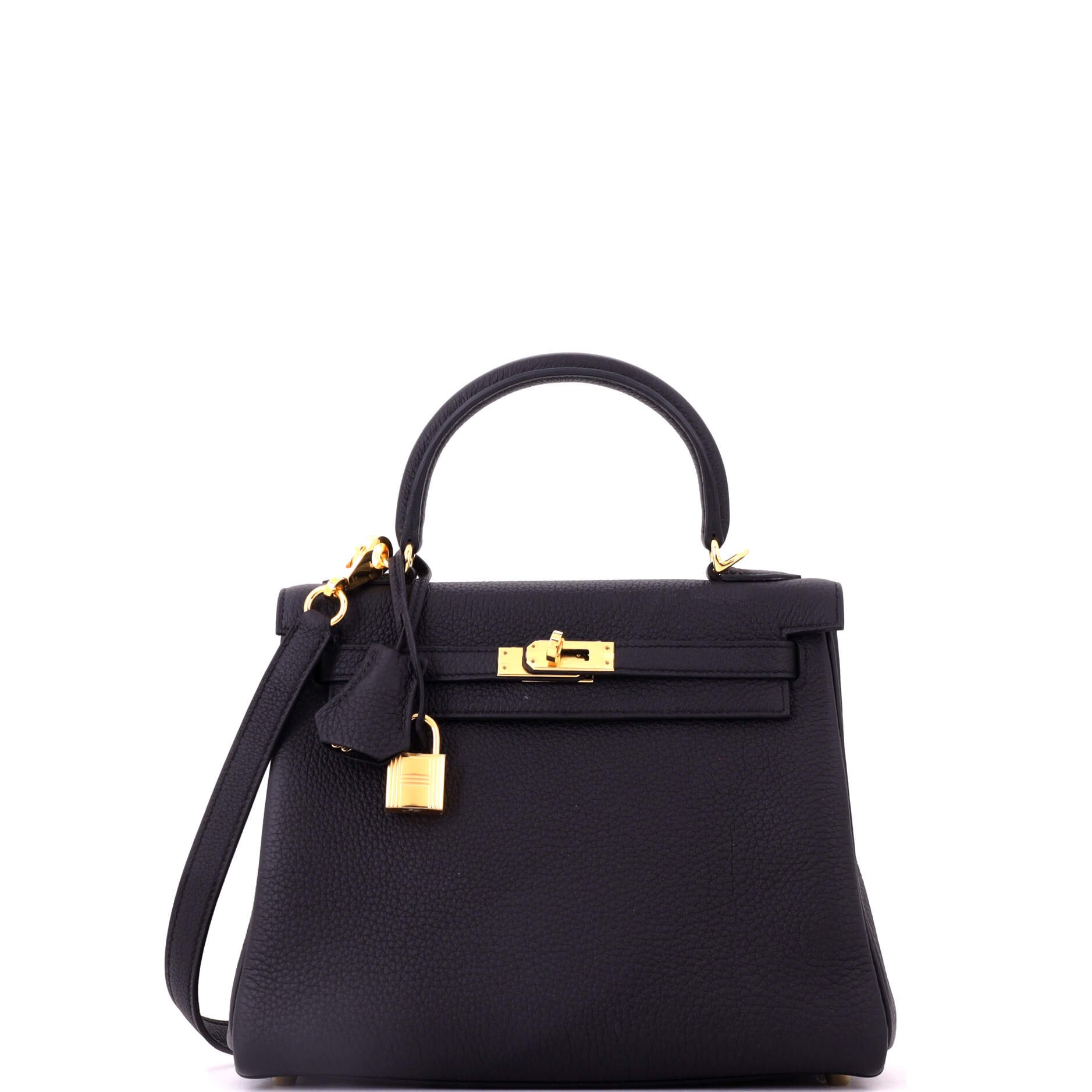 Kelly Handbag Noir Togo with Gold Hardware 25