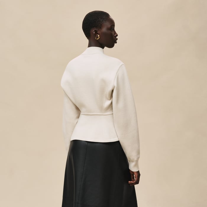 Beige Sable Buttoned Sweater With "Ferronnerie" Details