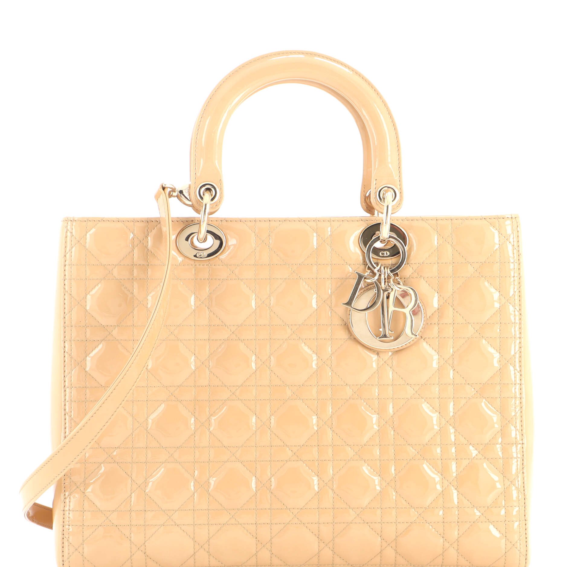 Lady Dior Bag Cannage Quilt Patent Large