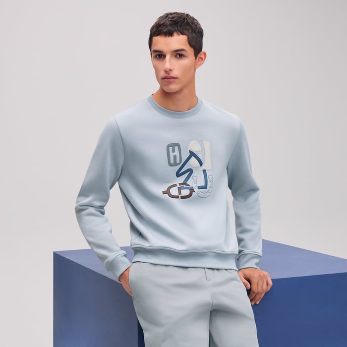 Bleu Glacier "H Puzzle" Crewneck Sweater