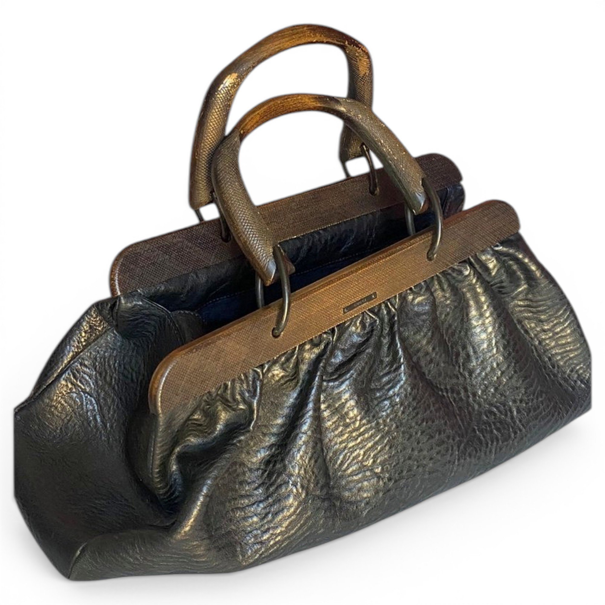 Bamboo leather handbag