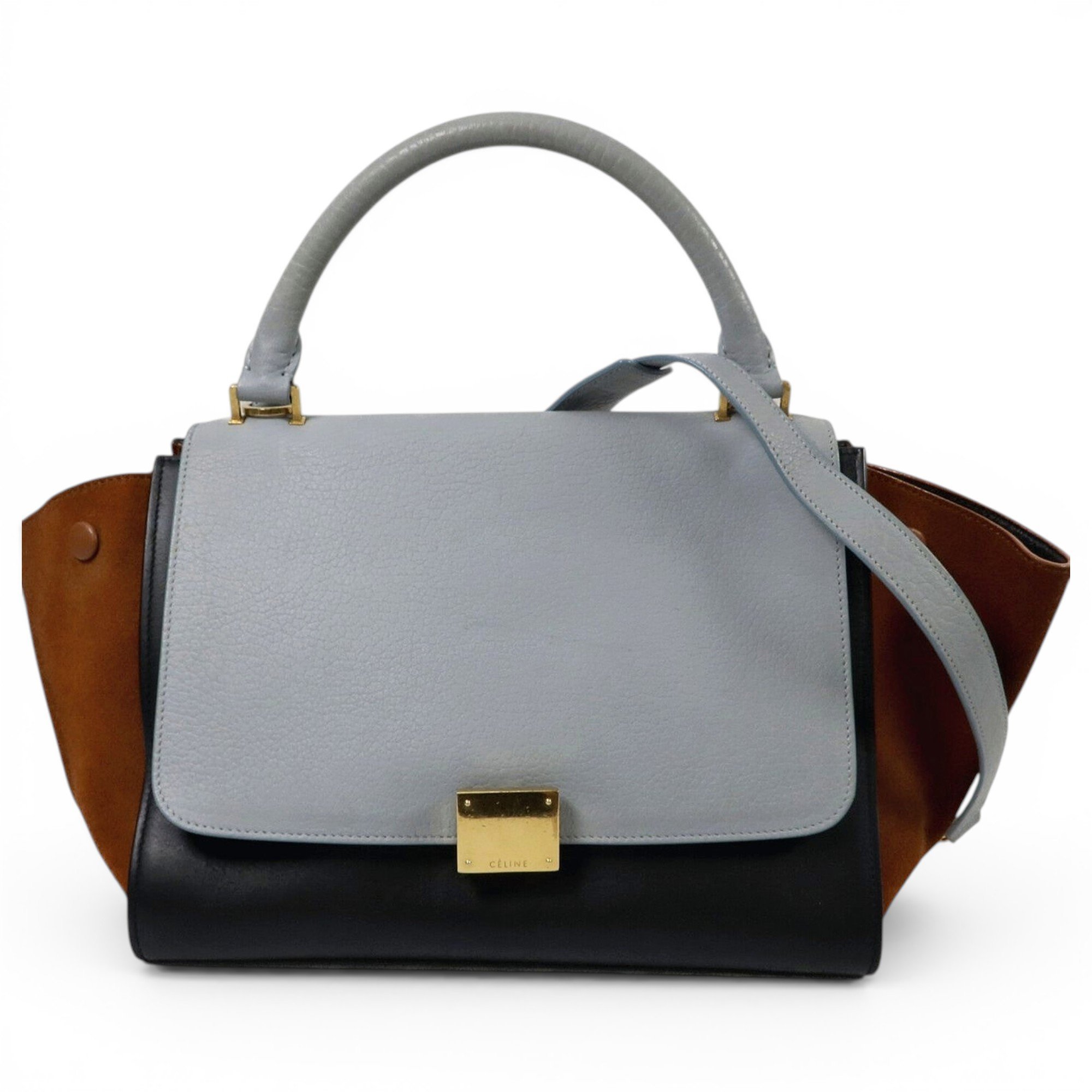 Trapèze leather handbag