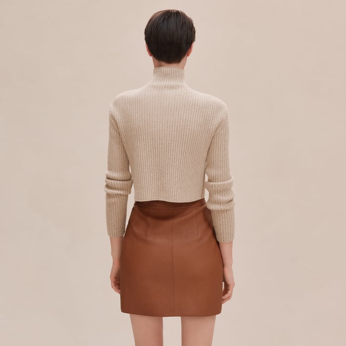 Marron Fauve Miniskirt With Quilted Detail