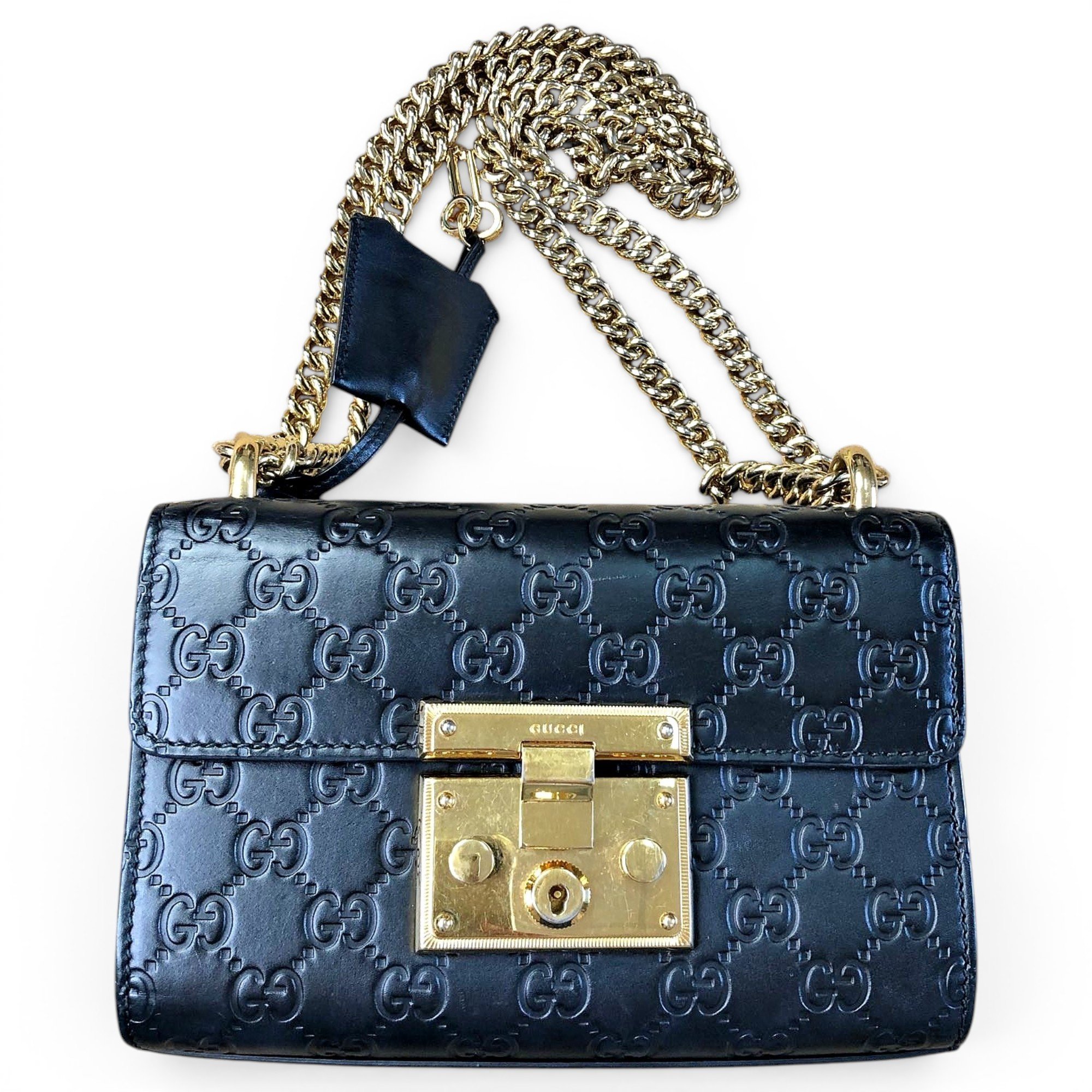 Padlock leather handbag