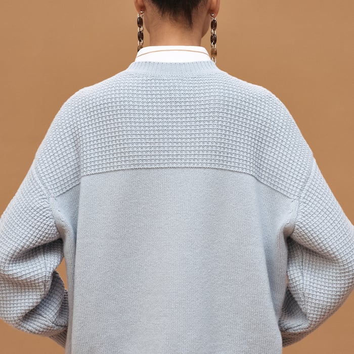 Bleu Dragée Cashmere Long-sleeve Sweater