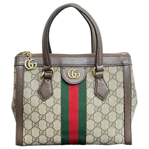Ophidia Top Handle leather handbag