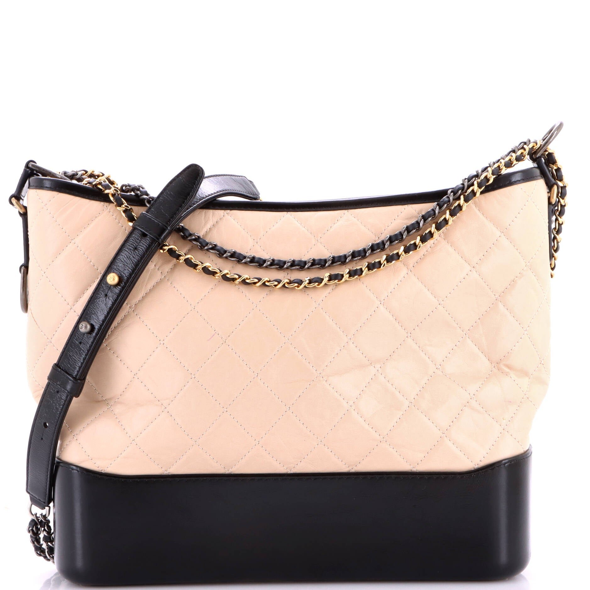 Bicolor Gabrielle Hobo Quilted Aged Calfskin Large