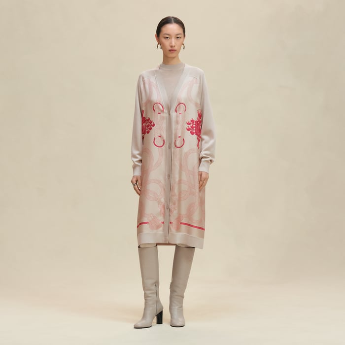 Beige Avoine "Palefroi Remix" Long-sleeve Twillaine Cardigan