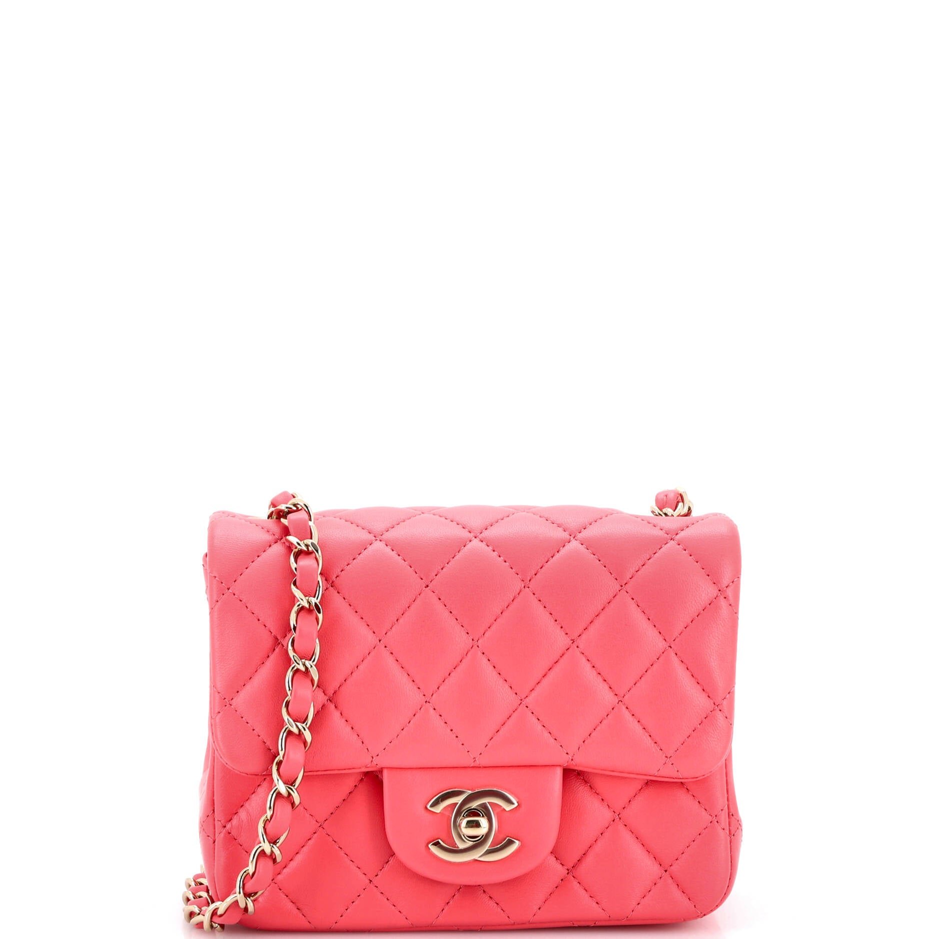 Square Classic Single Flap Bag Quilted Lambskin Mini