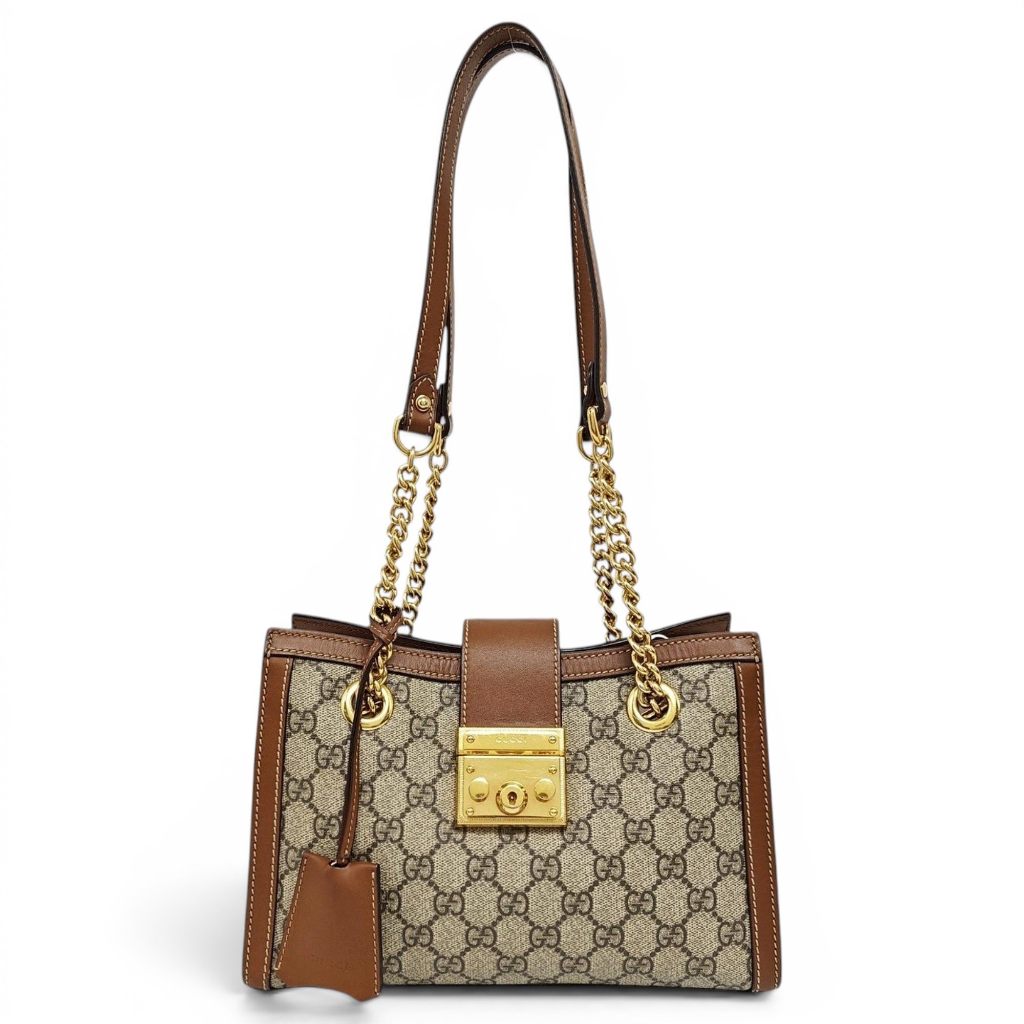 Padlock leather handbag
