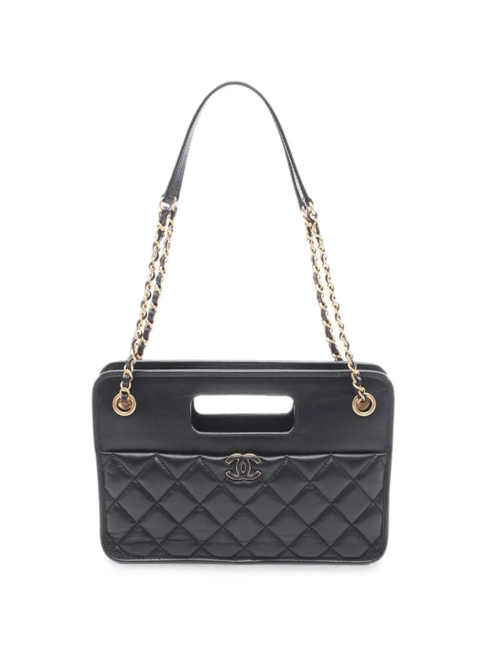 matelassé-chain leather shoulder bag