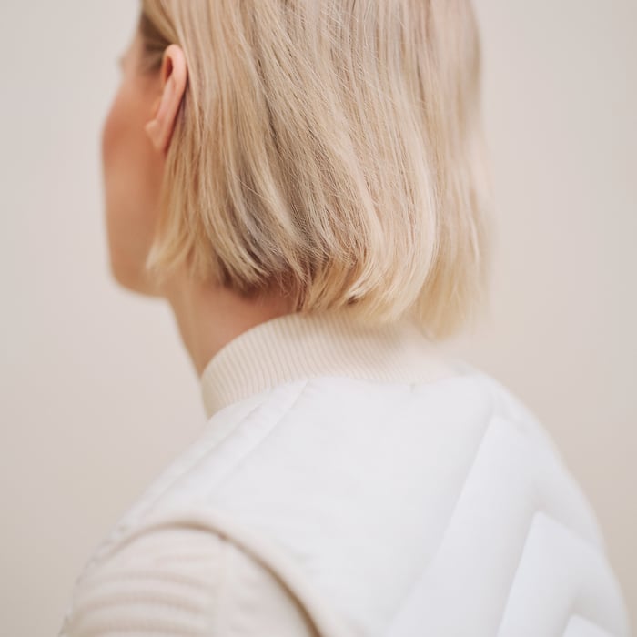 Blanc Nacre Long Quilted Vest