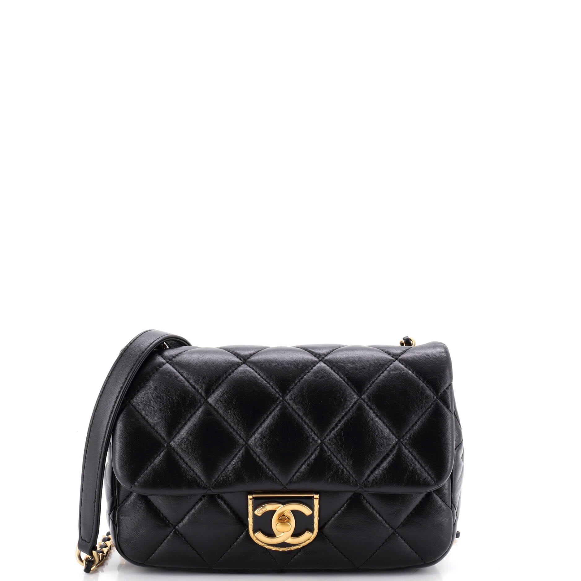 Quilt Metal Edge CC Flap Bag Quilted Lambskin Small