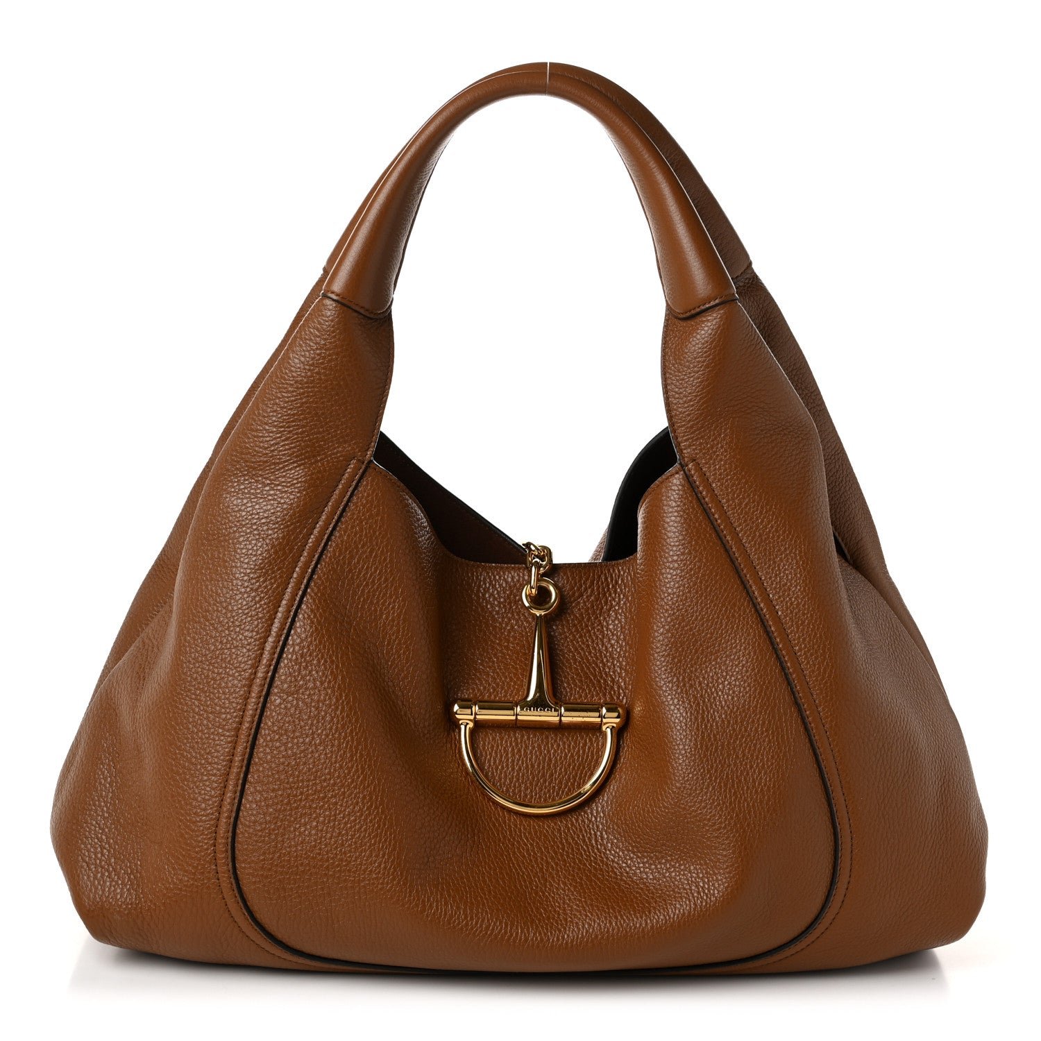 Gucci Grained Calfskin Softbit Maxi Shoulder Bag Brown