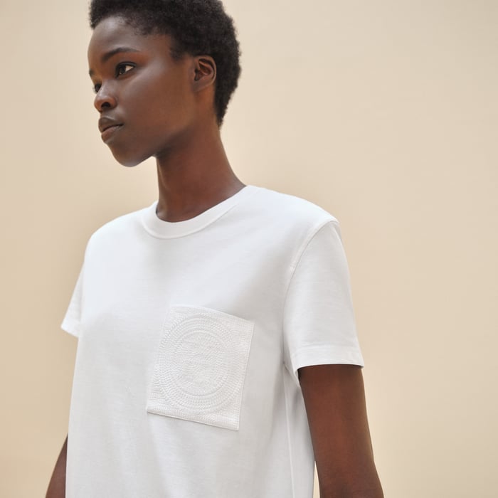 Blanc Embroidered Pocket Dress
