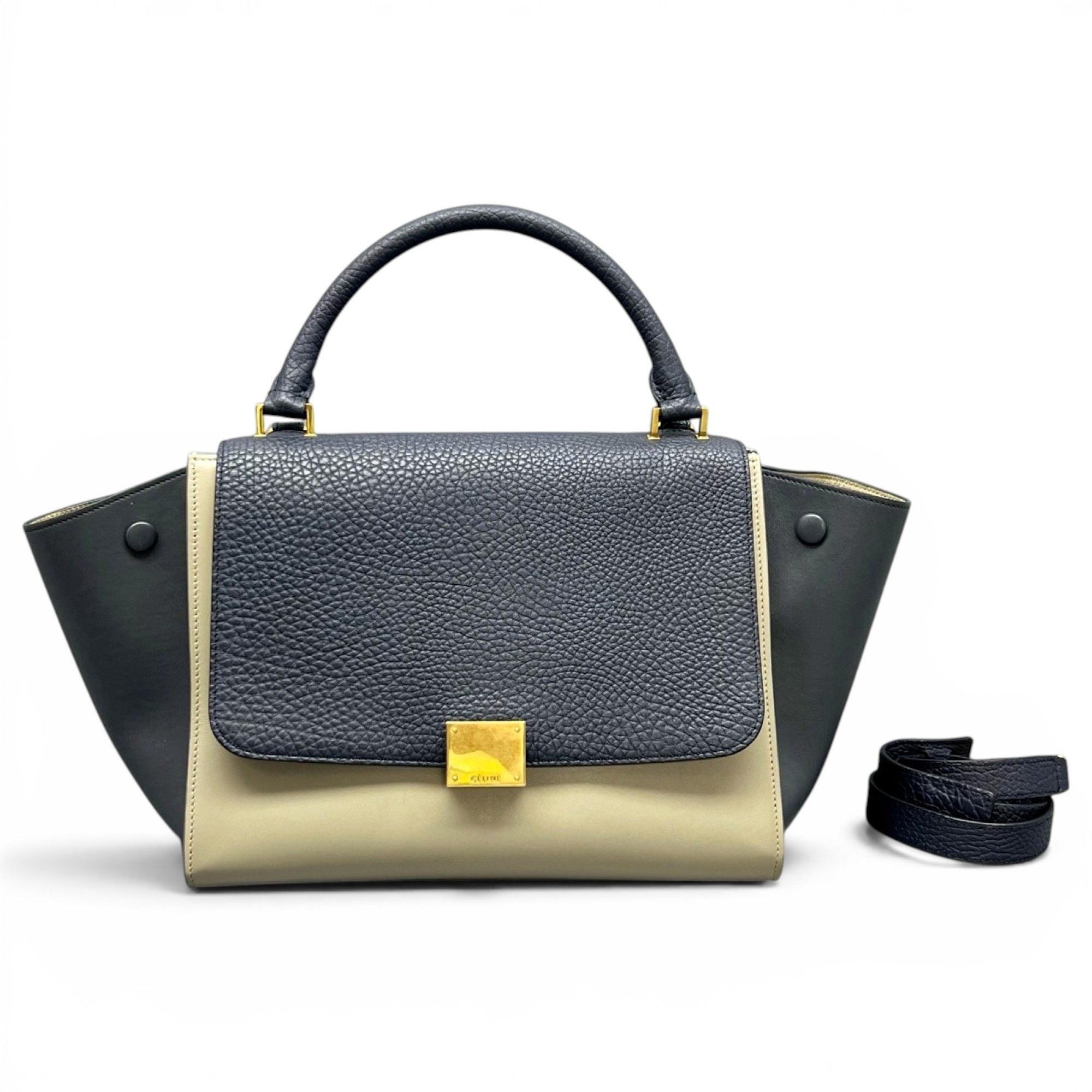 Trapèze leather handbag