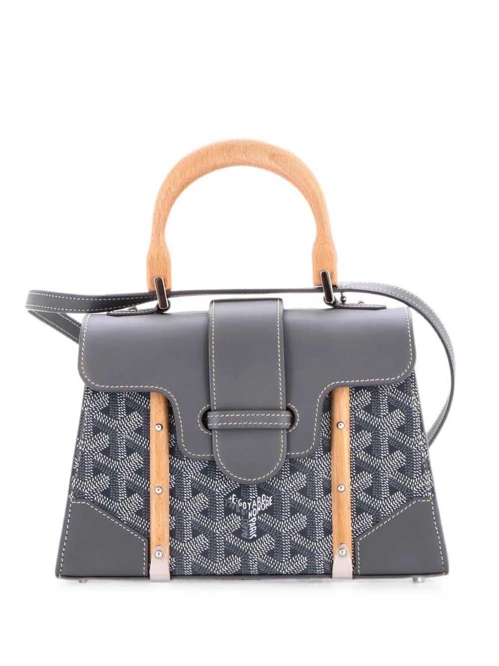 Structured Saigon Top Handle Bag Coated Canvas with Leather Mini satchel