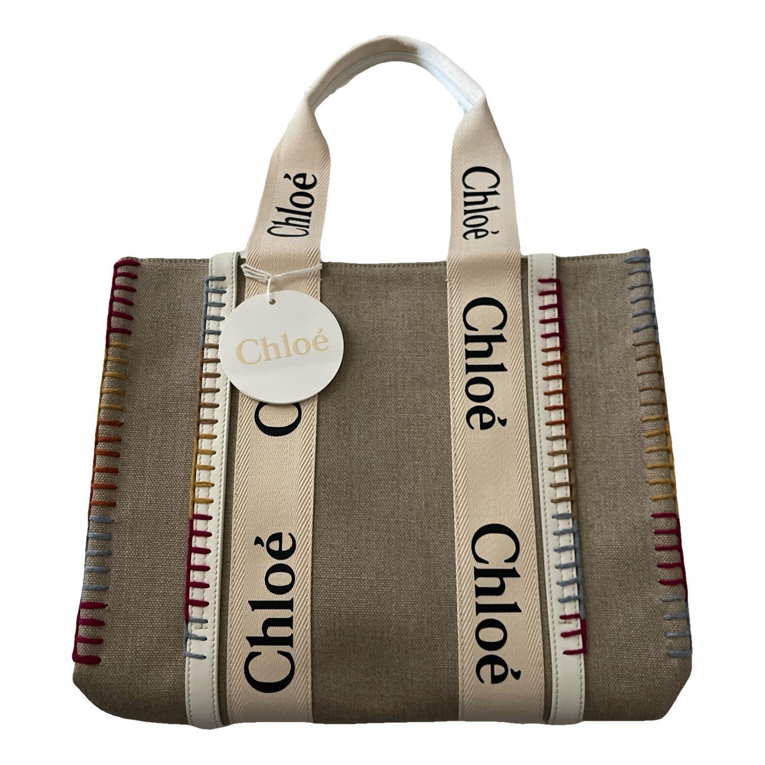 Chloe Woody linen tote