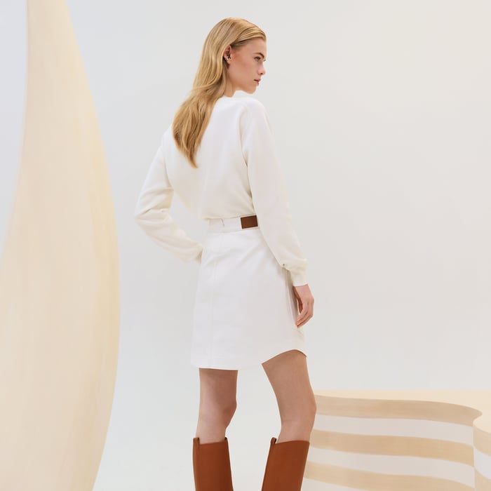 Blanc Naturel Miniskirt With Equestrian Details