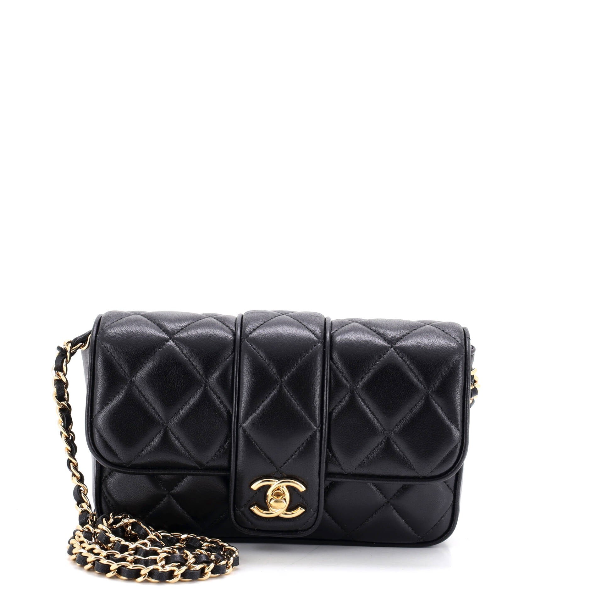 CC Tab Flap Shoulder Bag Quilted Lambskin Mini