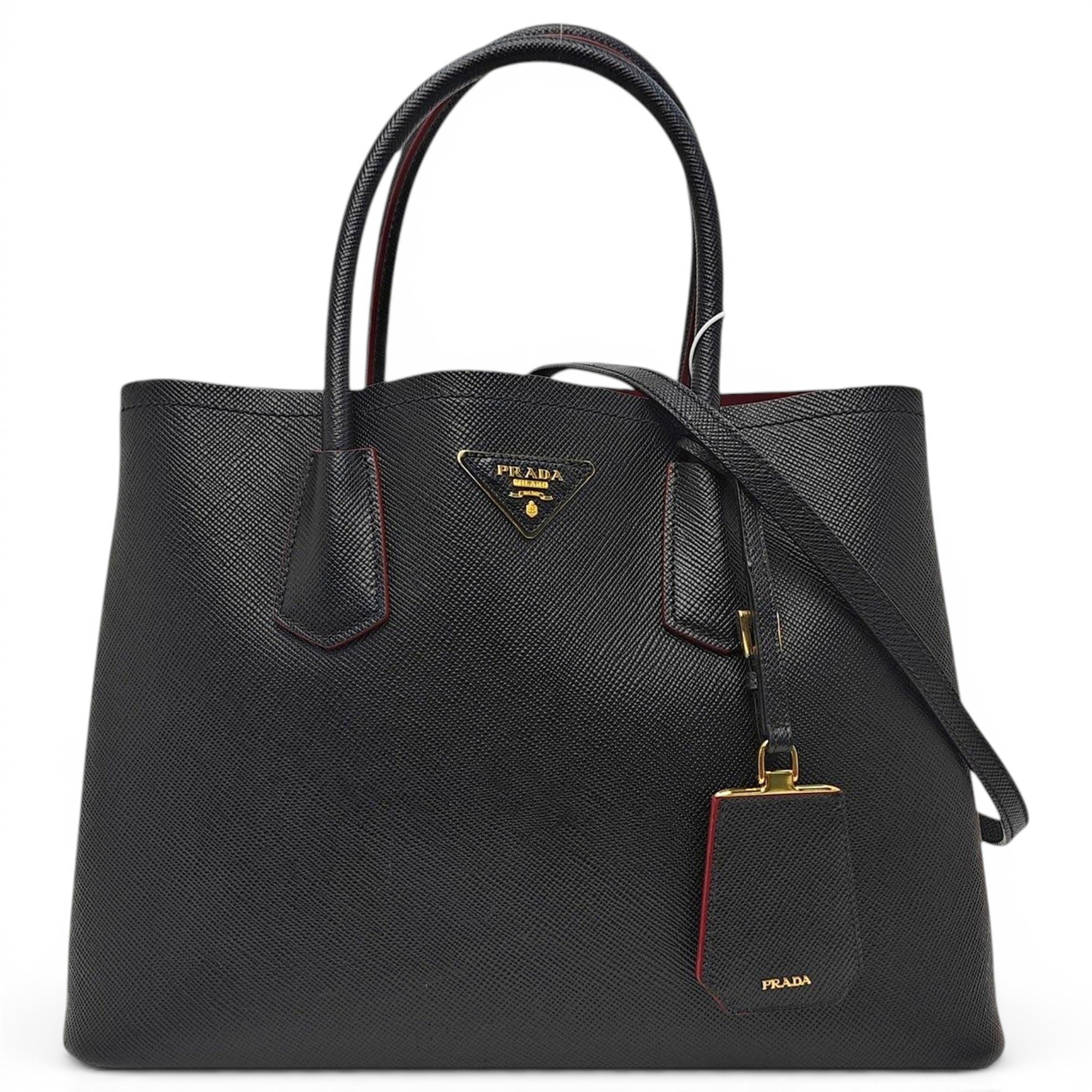 Double leather handbag