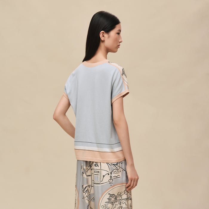 Gris Paruline "Ex-libris a Main Levee" Short-sleeve Twillaine Sweater