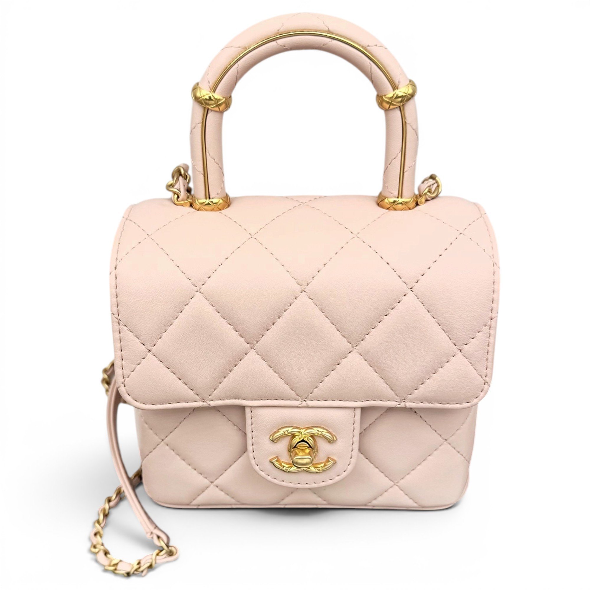 Trendy CC Top Handle leather handbag