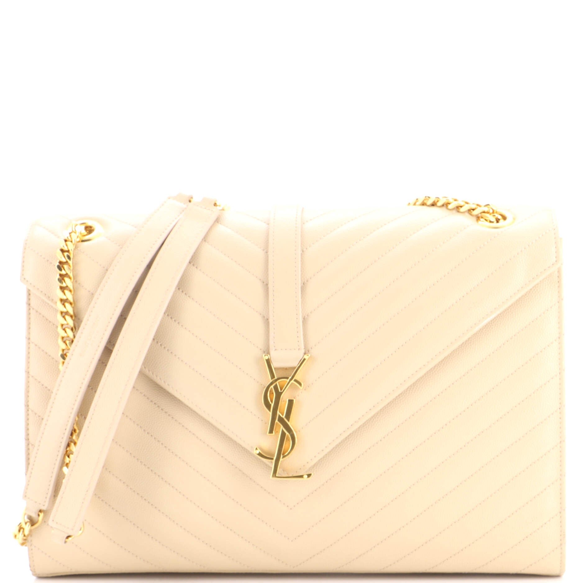 Classic Monogram Envelope Satchel Matelasse Chevron Leather Large