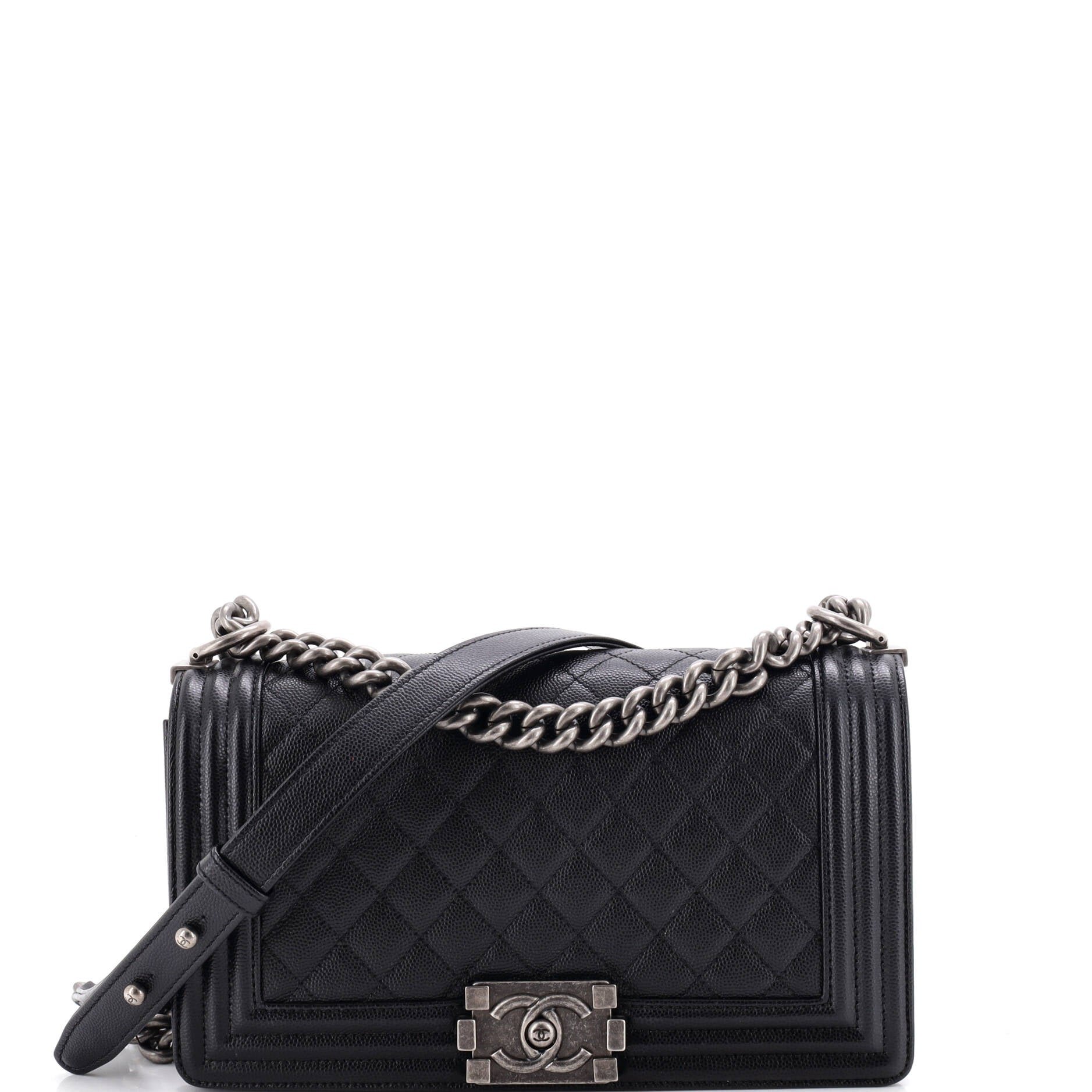Boy Flap Bag Quilted Caviar Old Medium
