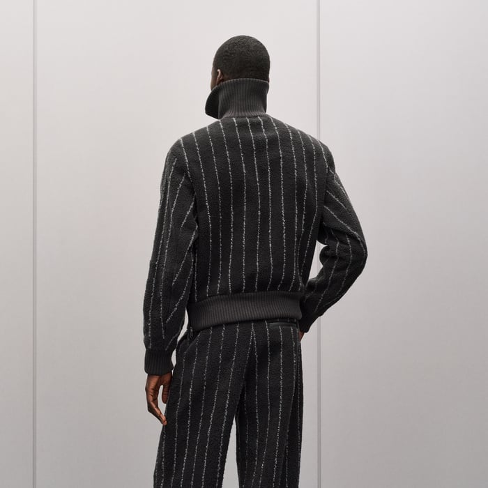 Anthracite "Pinstripe" Mock Neck Sweater