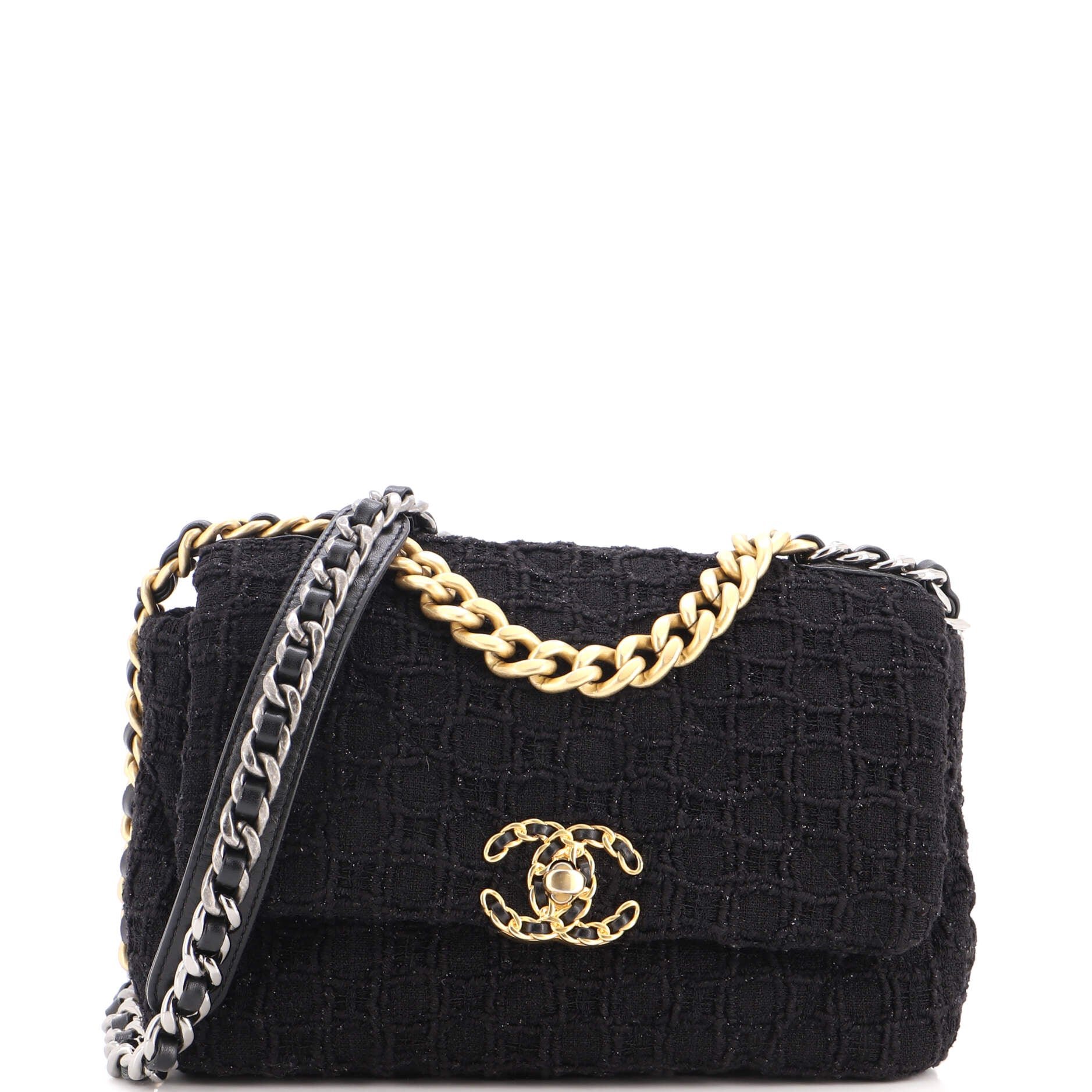 19 Flap Bag Quilted Tweed Medium