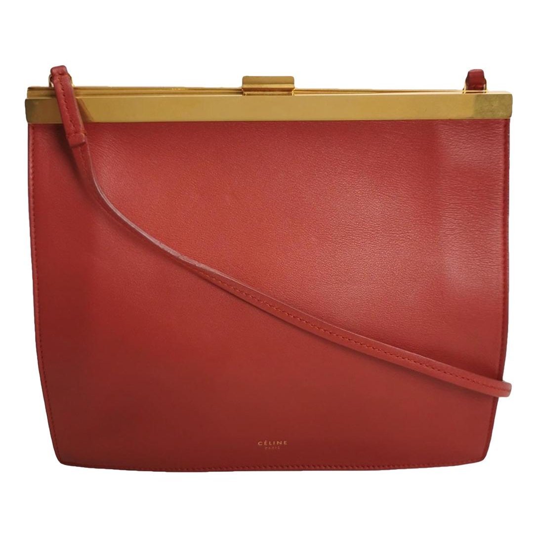 Clasp leather handbag