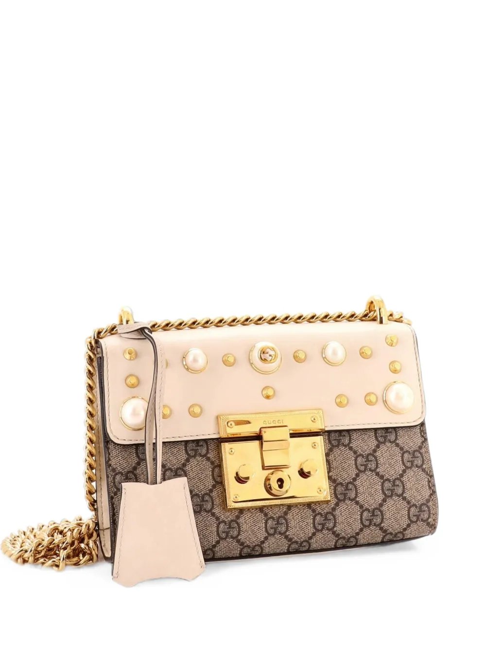 Pearly Padlock Shoulder Bag GG Coated Canvas with Studded Leather Small crossbody bag
