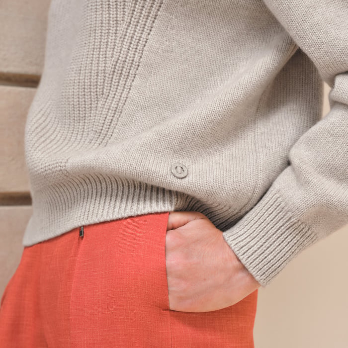 Beige Naturel Cashmere Long-sleeve Sweater