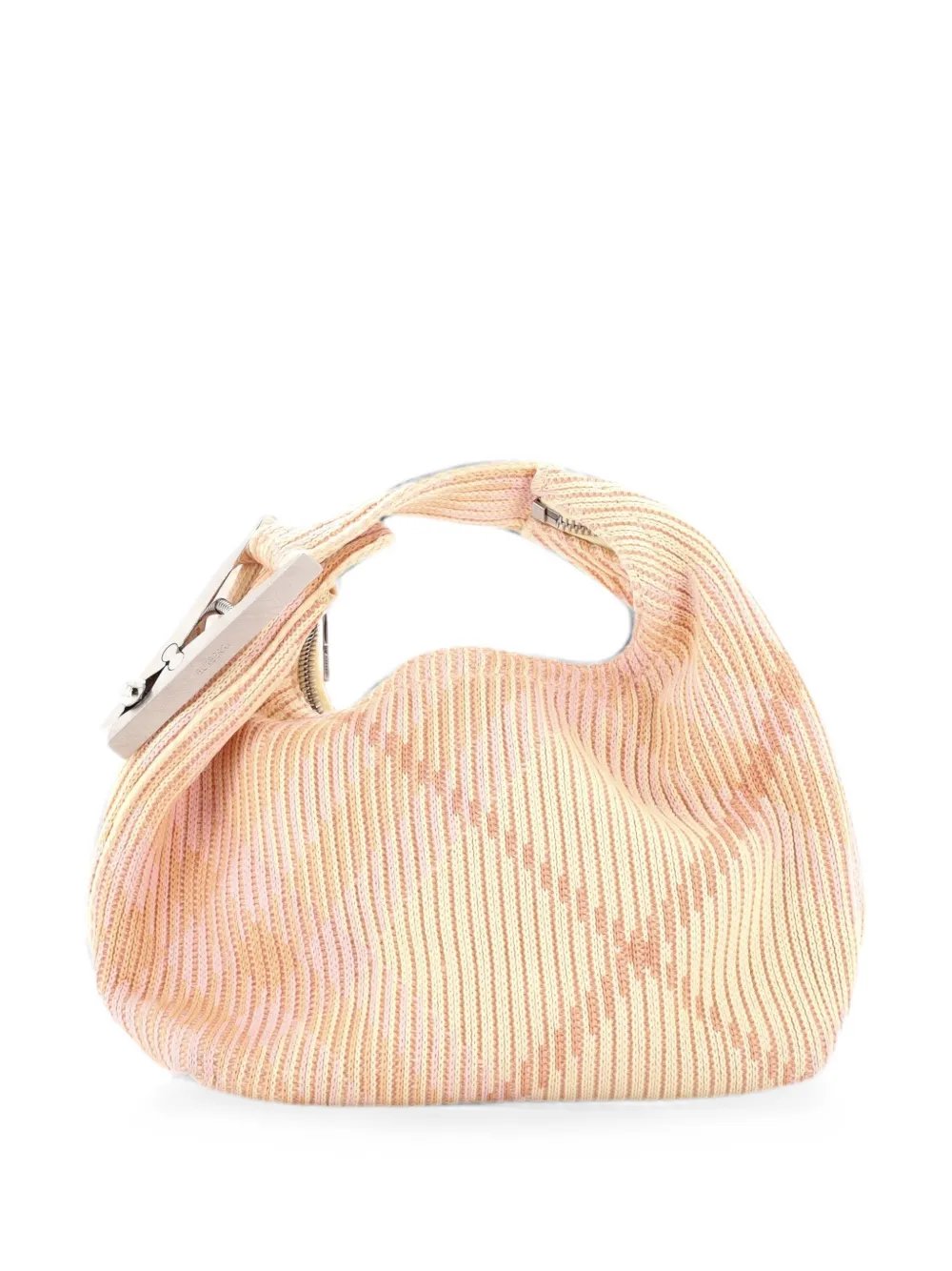 Peg Handle Bag Knit Check Fabric Mini satchel