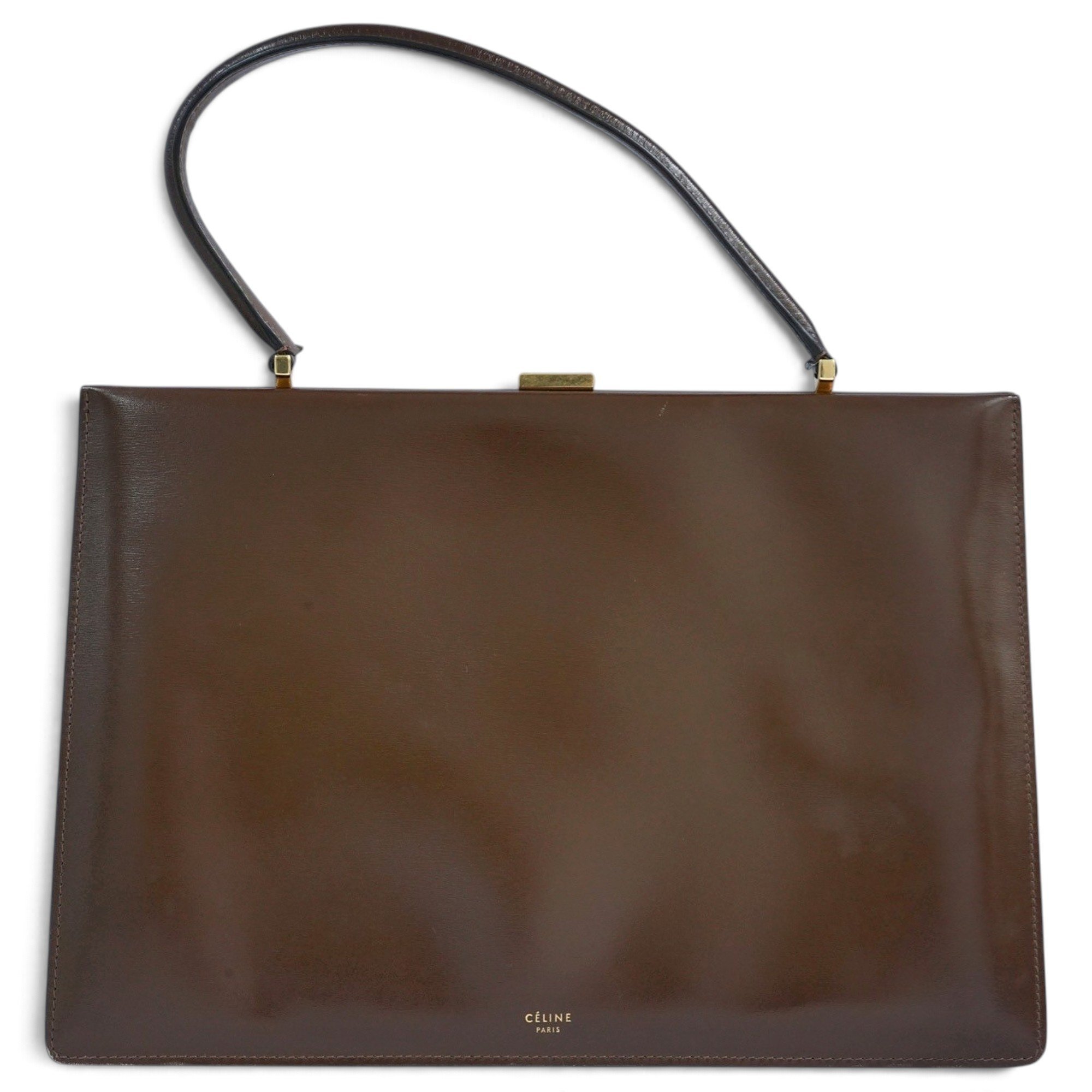 Clasp leather handbag