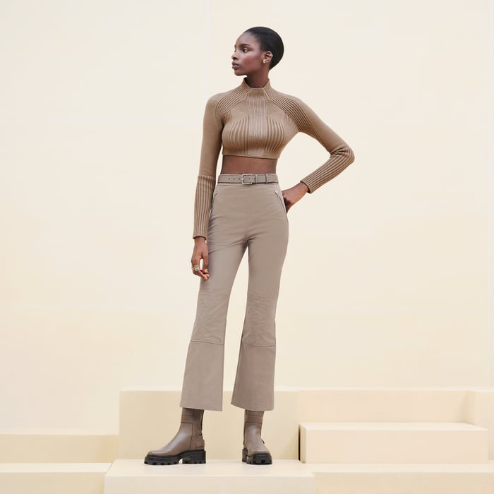 High-waisted Bootcut Quilted Biker Pants
